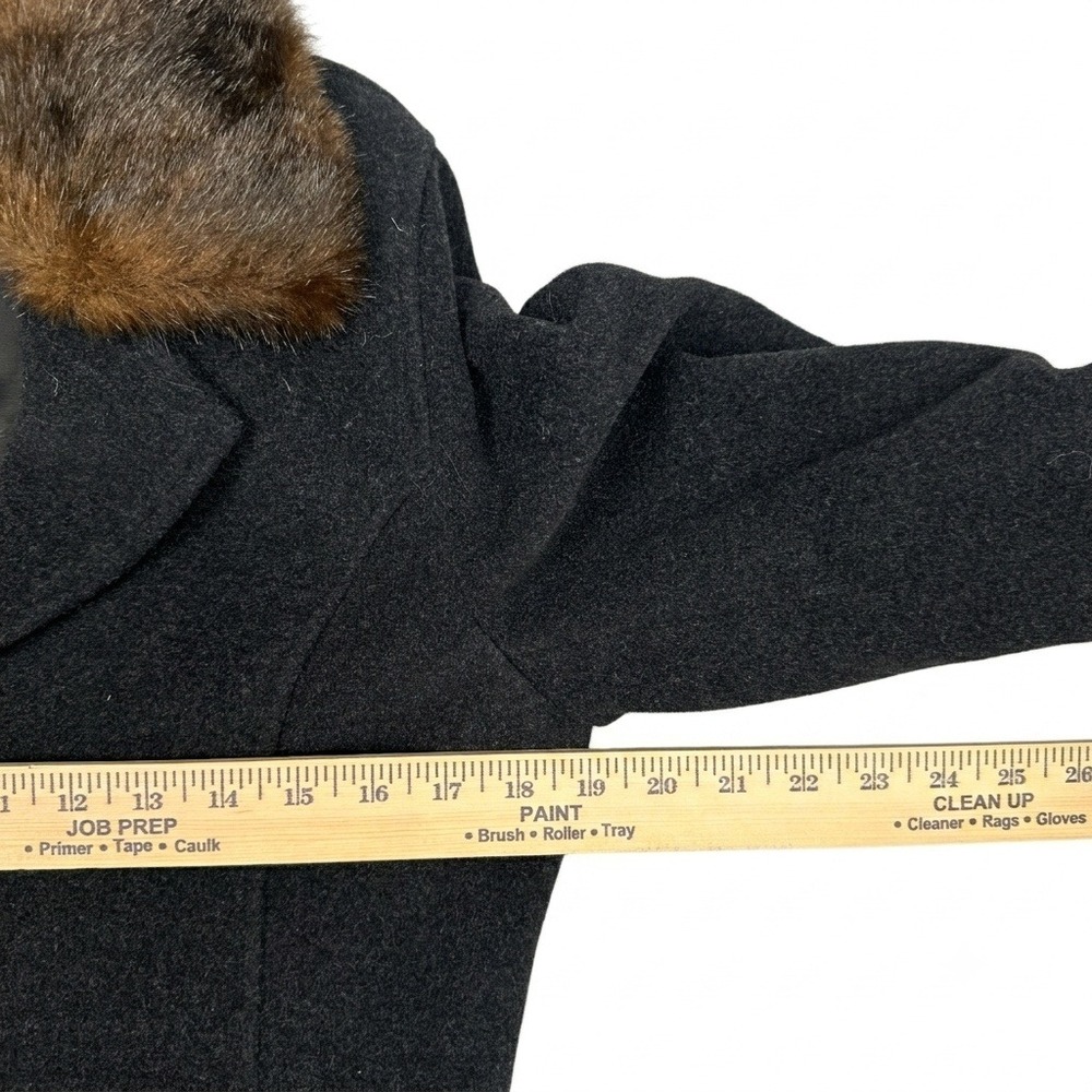 NWT Zara Woman Wool Cashmere Blend Coat Faux Fur Collar Charcoal Grey Size 10 - Picture 9 of 15